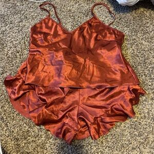 SHEIN Red Satin Pajama Set